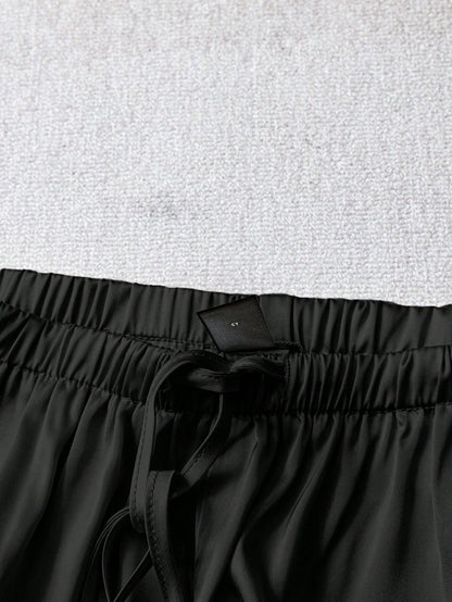 LUNE Women's Black Long Cotton Wide-Leg Pants, Comfortable And Fitted, Black Cotton Pants, Women's Casual Pants, Autumn Casual Style