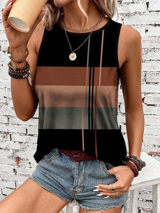 LUNE Women's Black Tank Top, Suitable For Summer Vacation Boho Casual