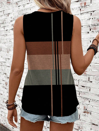 LUNE Women's Black Tank Top, Suitable For Summer Vacation Boho Casual