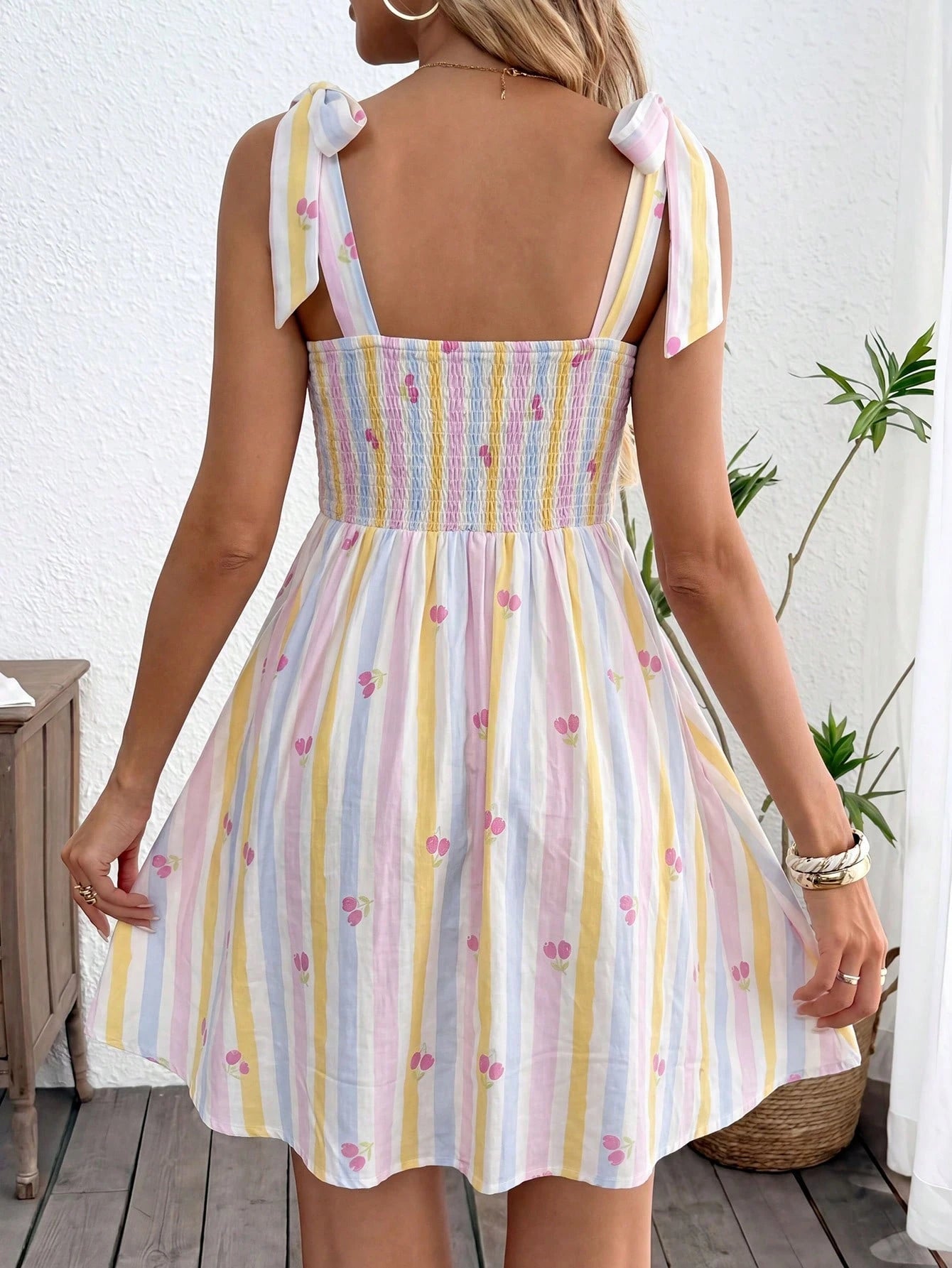 LUNE Women's Pink And White Striped Summer Short Dress,Elegant Picnic Casual Outfits,Cute Cutesy Clothes,Modest Sleeveless Tops,Summer Clothes Coquette