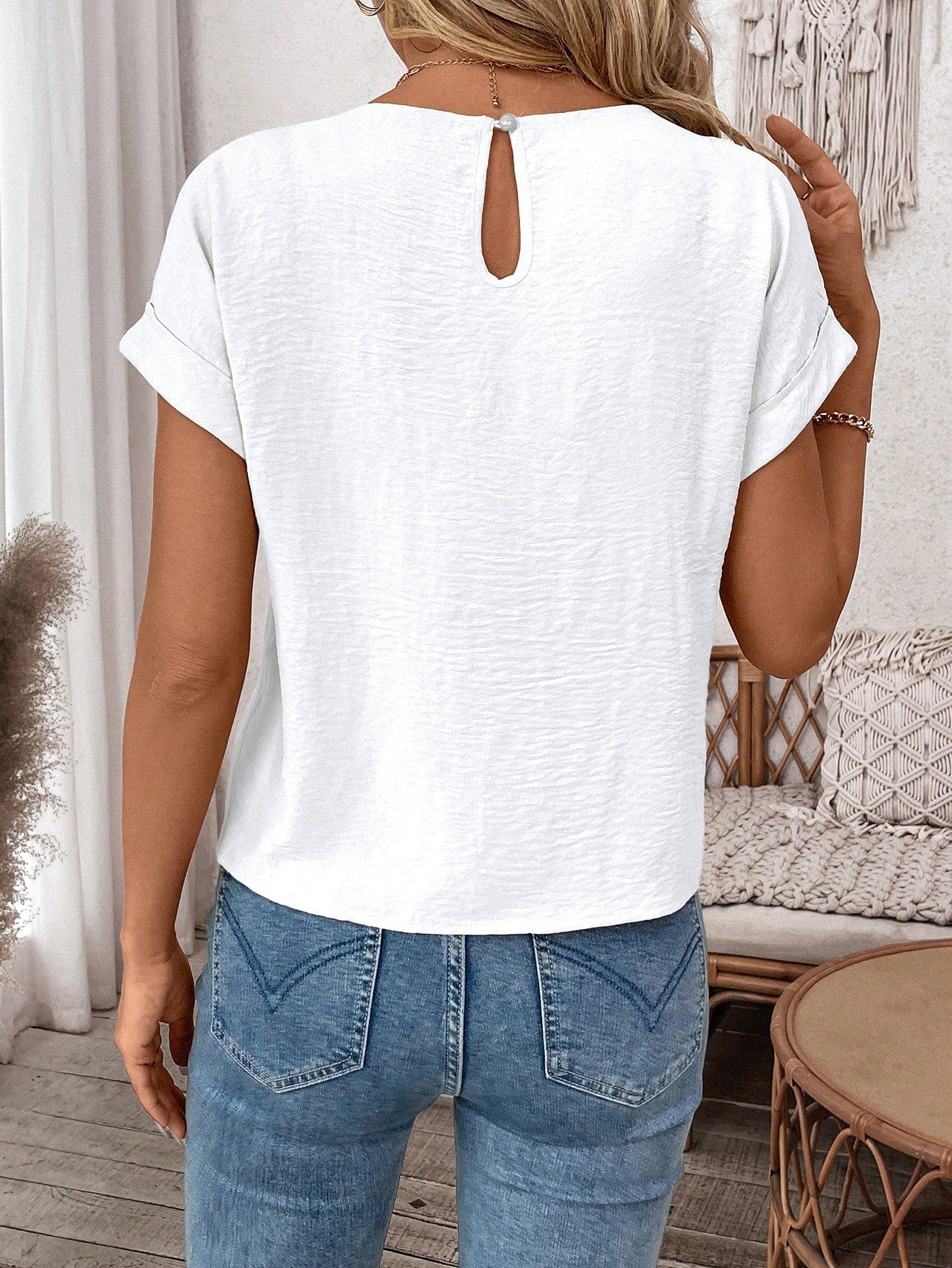 LUNE Women's Printed Summer Top: Cute Tie-Front T-Shirt, Suitable For Casual Boho Outings, Women's Casual Outerwear Top Brunch Vacation Brown Striped