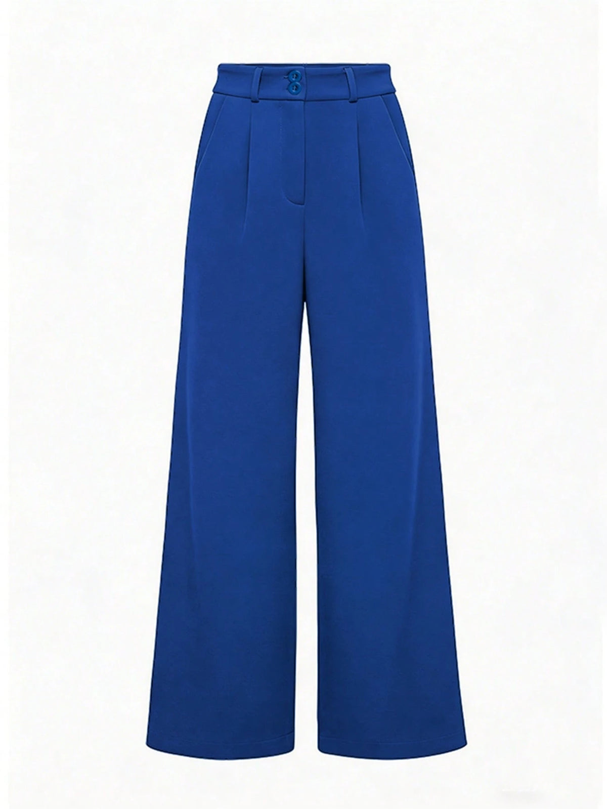 LUNE Women's Solid Color Pleated Slant Pocket Casual Wide Leg Pants Blue Pants Wide-Leg Trousers Women's Pants