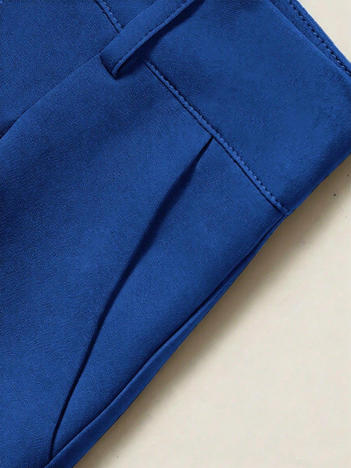 LUNE Women's Solid Color Pleated Slant Pocket Casual Wide Leg Pants Blue Pants Wide-Leg Trousers Women's Pants