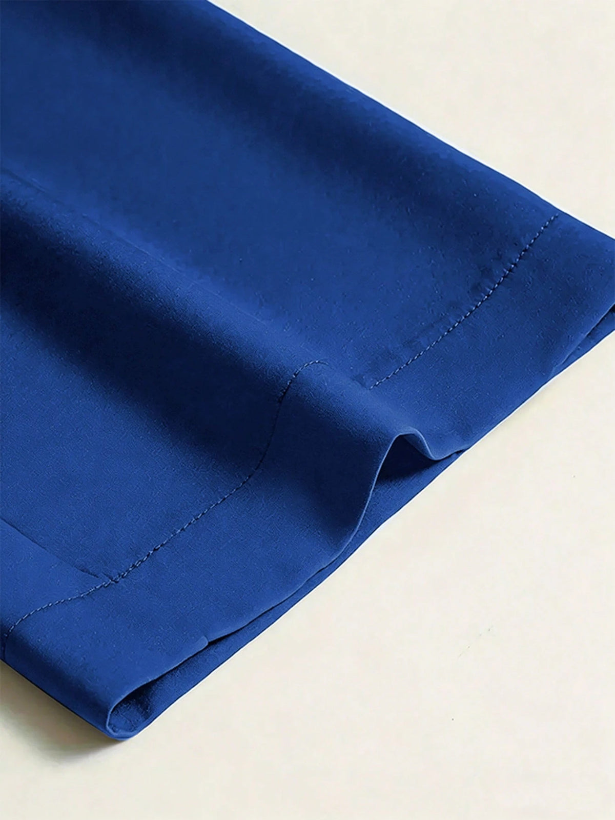 LUNE Women's Solid Color Pleated Slant Pocket Casual Wide Leg Pants Blue Pants Wide-Leg Trousers Women's Pants