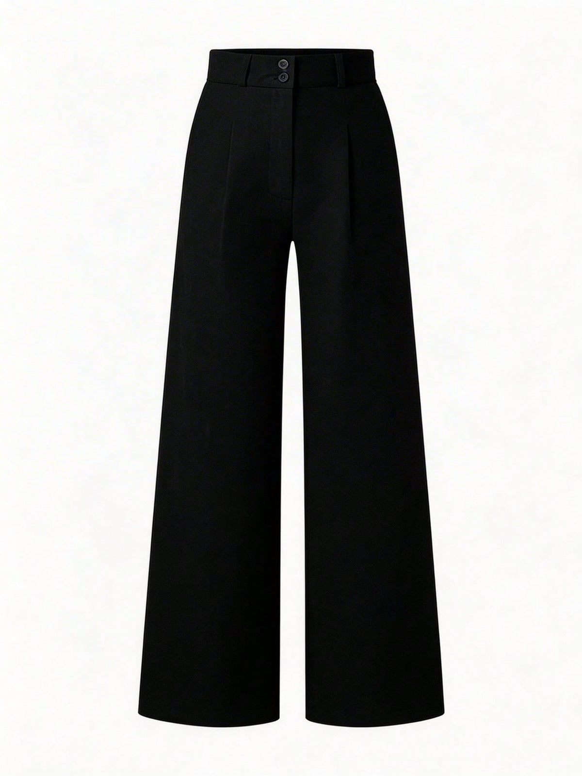 LUNE Women's Solid Color Pleated Slant Pocket Casual Wide Leg Pants Blue Pants Wide-Leg Trousers Women's Pants