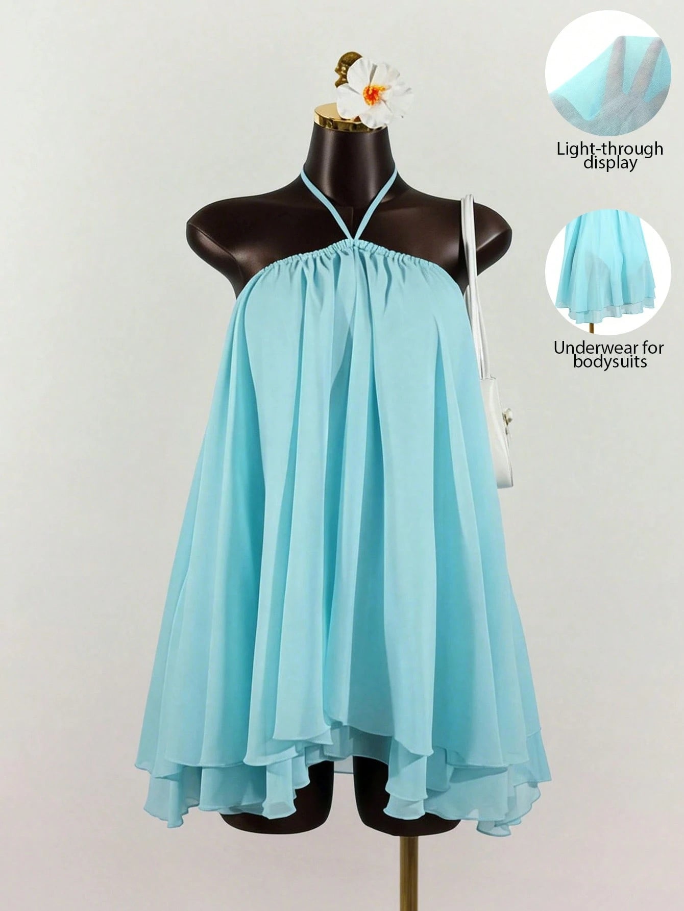 Lunelith Lunessa Women's Chiffon Layered Ruffle Sleeveless Mini Dress