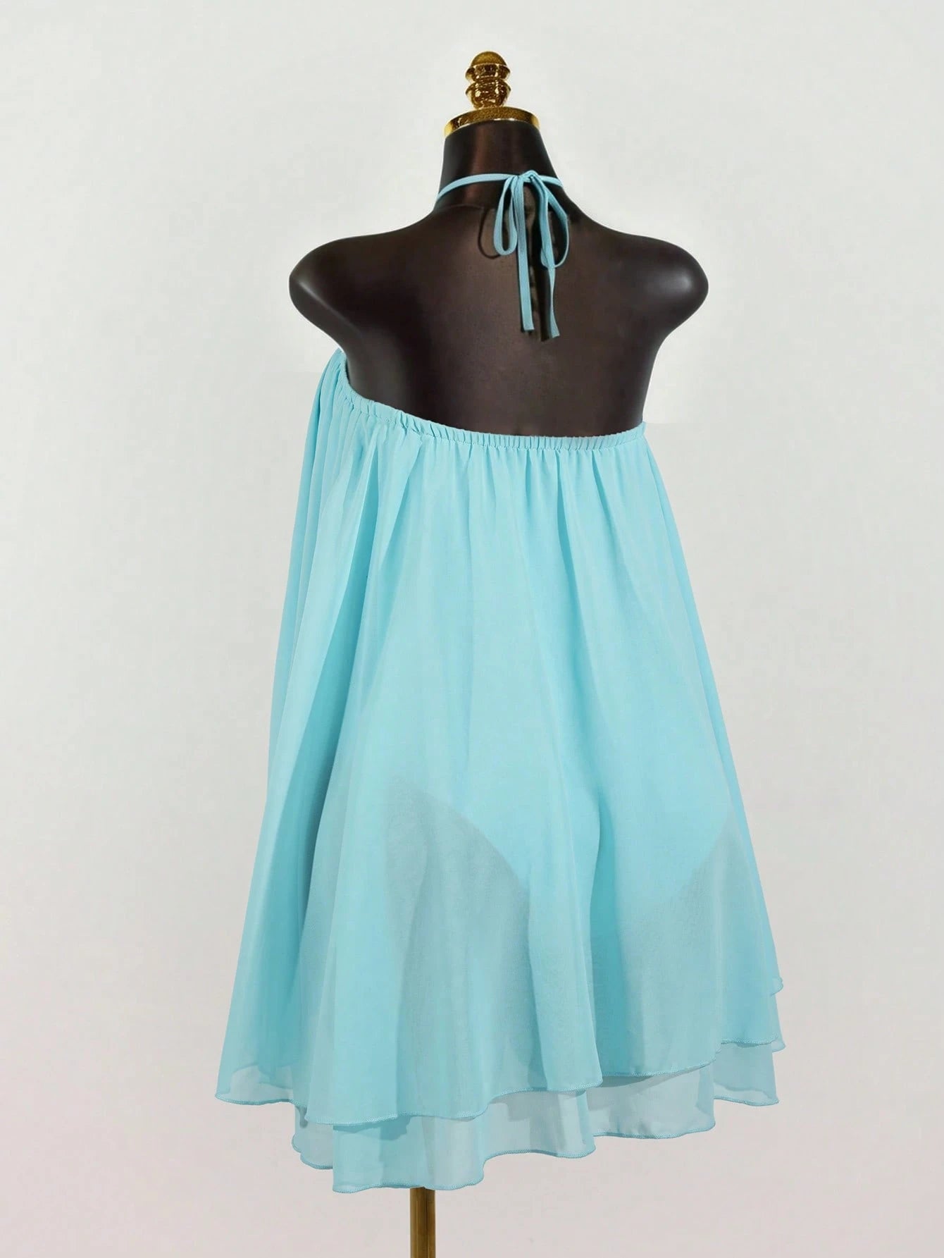 Lunelith Lunessa Women's Chiffon Layered Ruffle Sleeveless Mini Dress