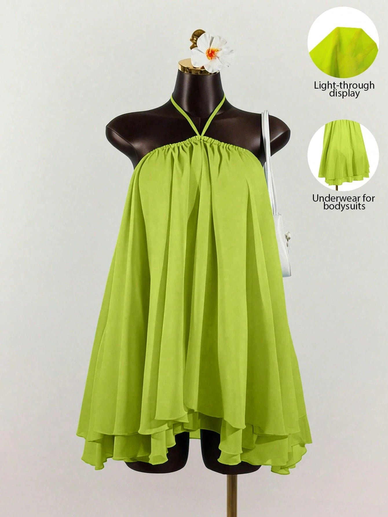 Lunelith Lunessa Women's Chiffon Layered Ruffle Sleeveless Mini Dress