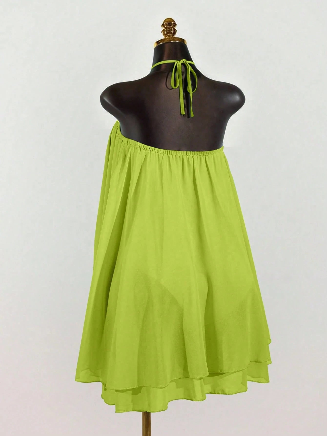 Lunelith Lunessa Women's Chiffon Layered Ruffle Sleeveless Mini Dress