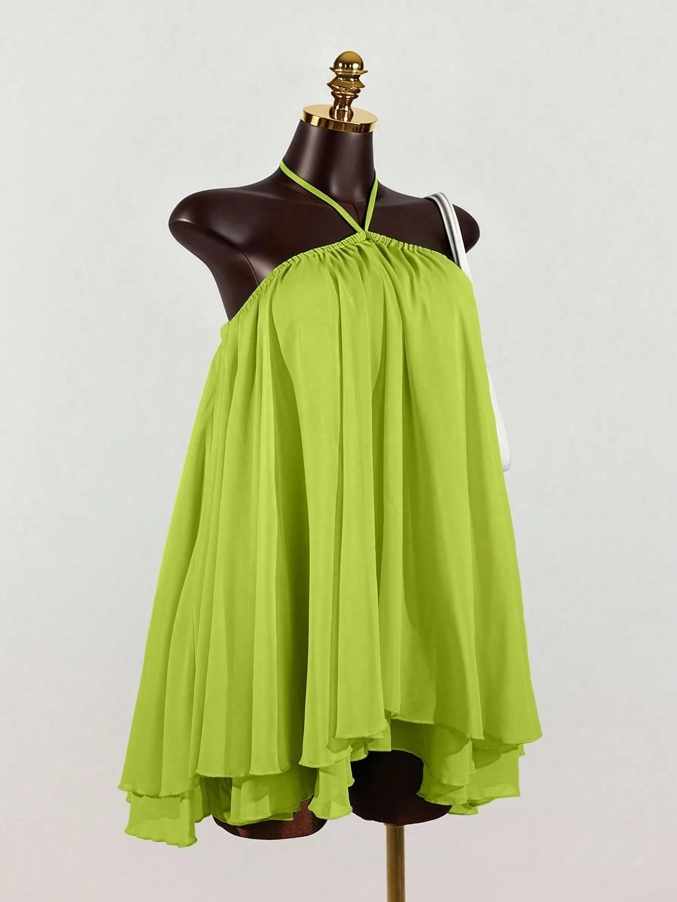 Lunelith Lunessa Women's Chiffon Layered Ruffle Sleeveless Mini Dress