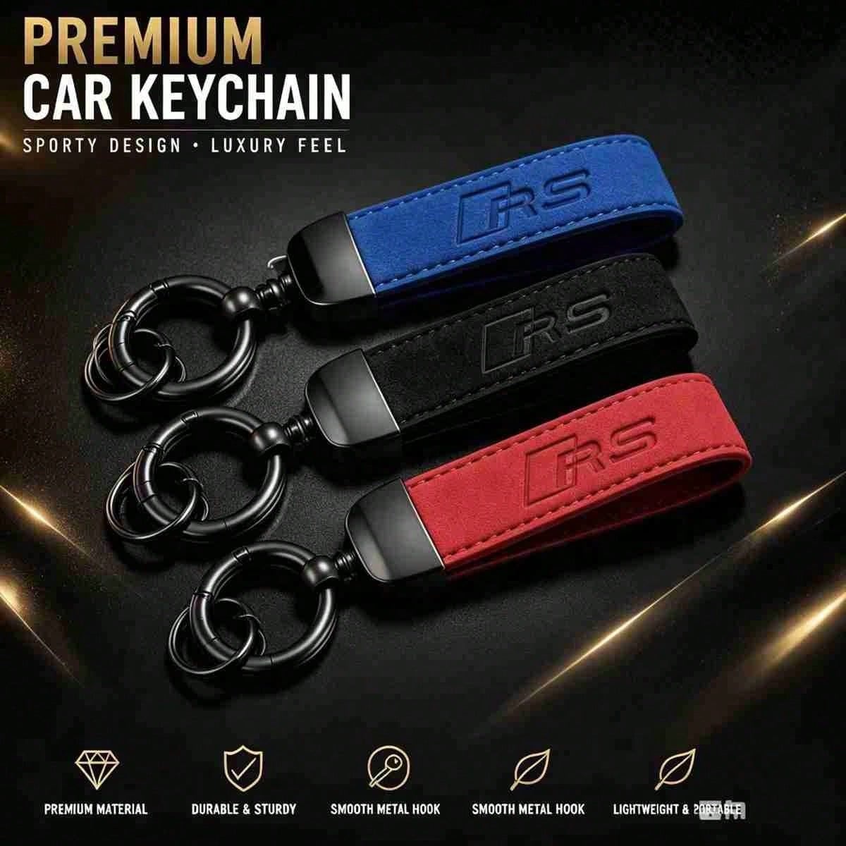 Luxury Car Keychain For Men Leather Style Key Holder With Metal Ring Sporty Auto Accessories Gift