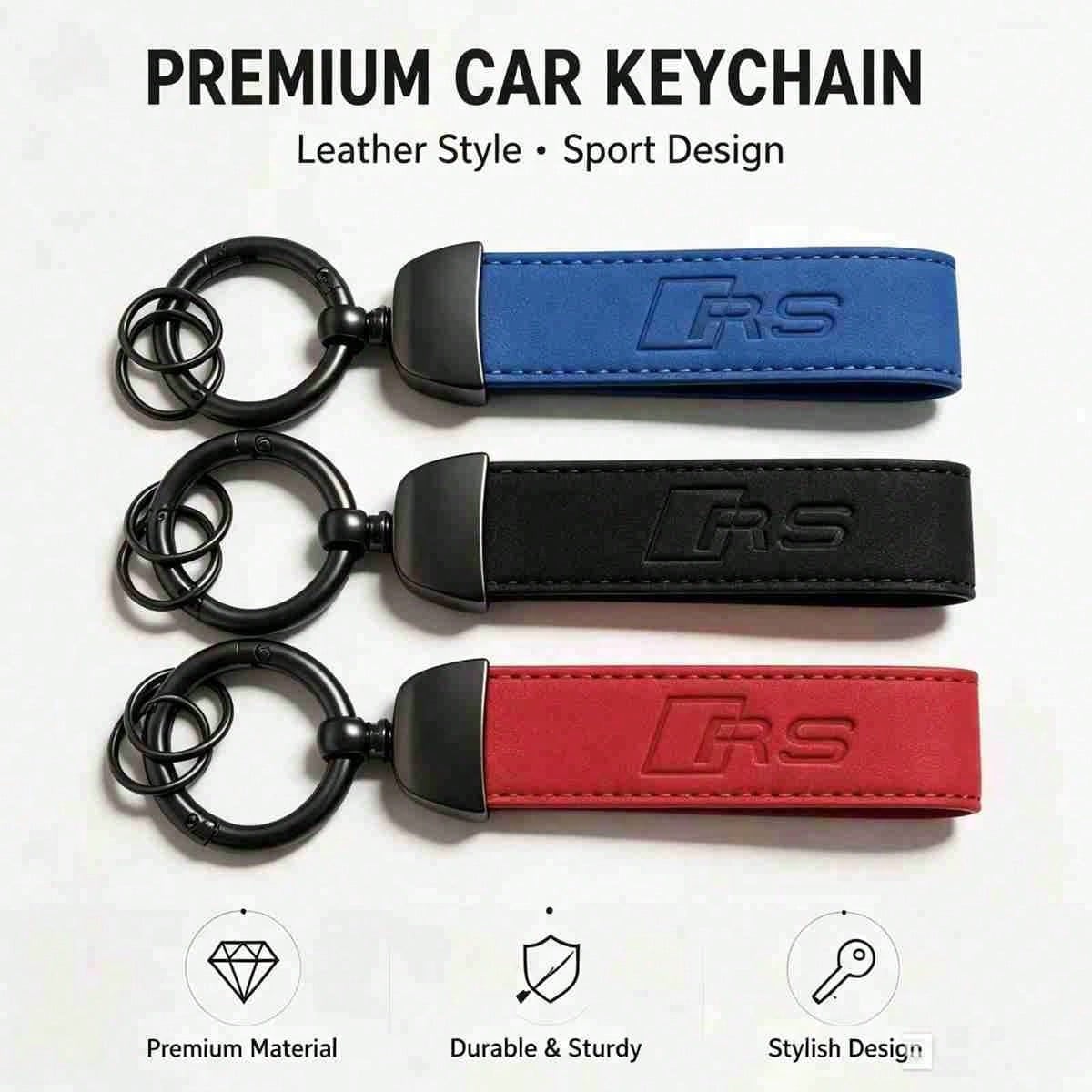 Luxury Car Keychain For Men Leather Style Key Holder With Metal Ring Sporty Auto Accessories Gift