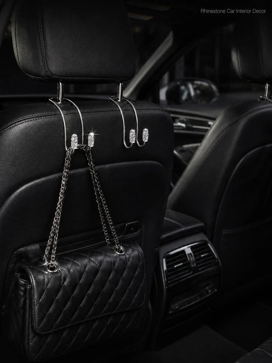 Luxury Crystal Car Backseat Hook, Durable Metal Backrest Hook, Shiny Design, Suitable For Women, Universal Fit For SUV And Sedan