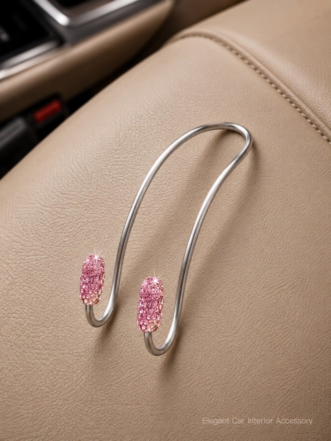 Luxury Crystal Car Backseat Hook, Durable Metal Backrest Hook, Shiny Design, Suitable For Women, Universal Fit For SUV And Sedan