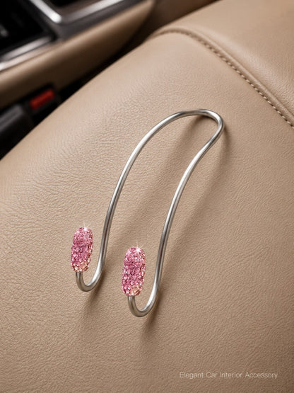 Luxury Crystal Car Backseat Hook, Durable Metal Backrest Hook, Shiny Design, Suitable For Women, Universal Fit For SUV And Sedan