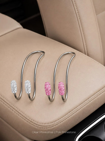 Luxury Crystal Car Backseat Hook, Durable Metal Backrest Hook, Shiny Design, Suitable For Women, Universal Fit For SUV And Sedan