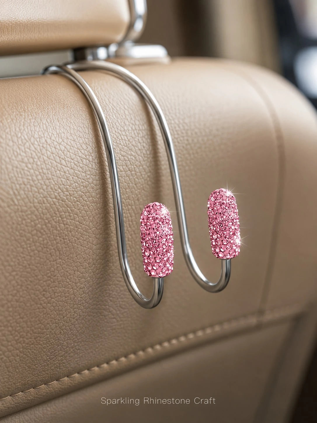 Luxury Crystal Car Backseat Hook, Durable Metal Backrest Hook, Shiny Design, Suitable For Women, Universal Fit For SUV And Sedan