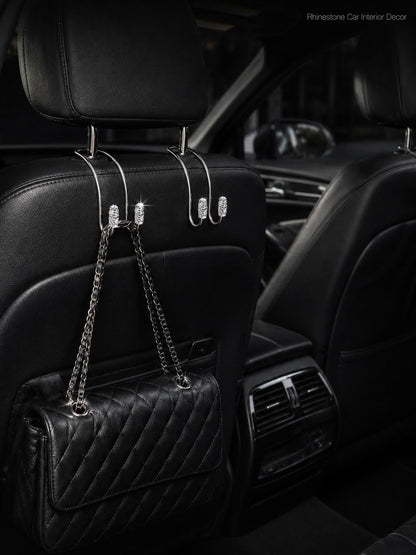 Luxury Crystal Car Backseat Hook, Durable Metal Backrest Hook, Shiny Design, Suitable For Women, Universal Fit For SUV And Sedan