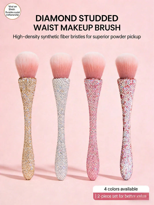 Luxury Crystal Diamond Waist Makeup Brush| Soft Synthetic Fiber Bristles Suitable For Perfect Foundation Application| Ideal For Music Festivals And Weddings| 4 Colors| Great Gift For Makeup Enthus