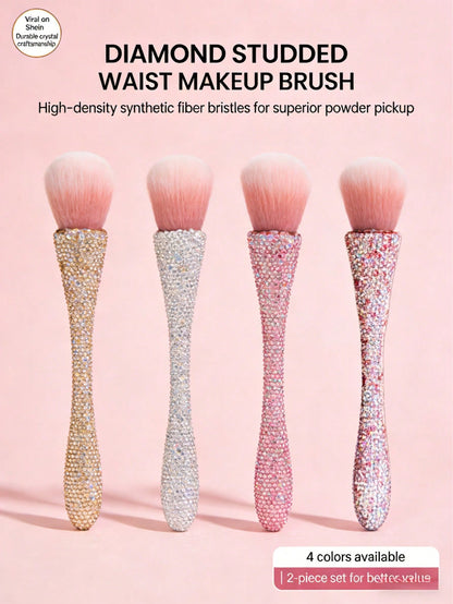 Luxury Crystal Diamond Waist Makeup Brush| Soft Synthetic Fiber Bristles Suitable For Perfect Foundation Application| Ideal For Music Festivals And Weddings| 4 Colors| Great Gift For Makeup Enthus