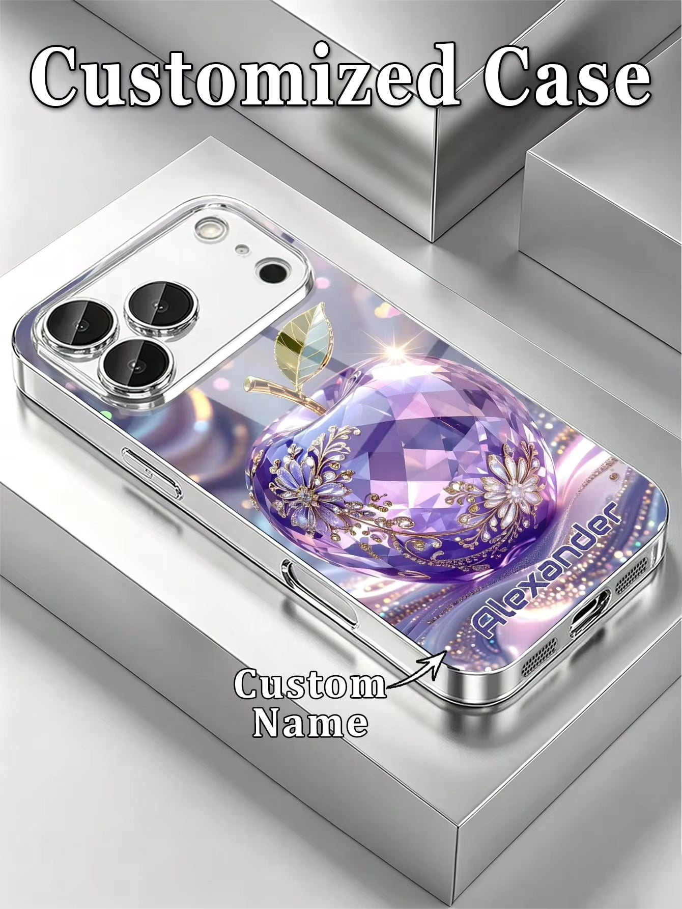 Luxury Pink Leopard Print Rhinestone Fashion Phone Case 1pc Luxury Leopard Print Rhinestone Transparent Shiny Phone Case Compatible With IPhone 16 16 Pro 16 Plus 16 Pro Max 15 14 13 Pro Max 13 12 11 S