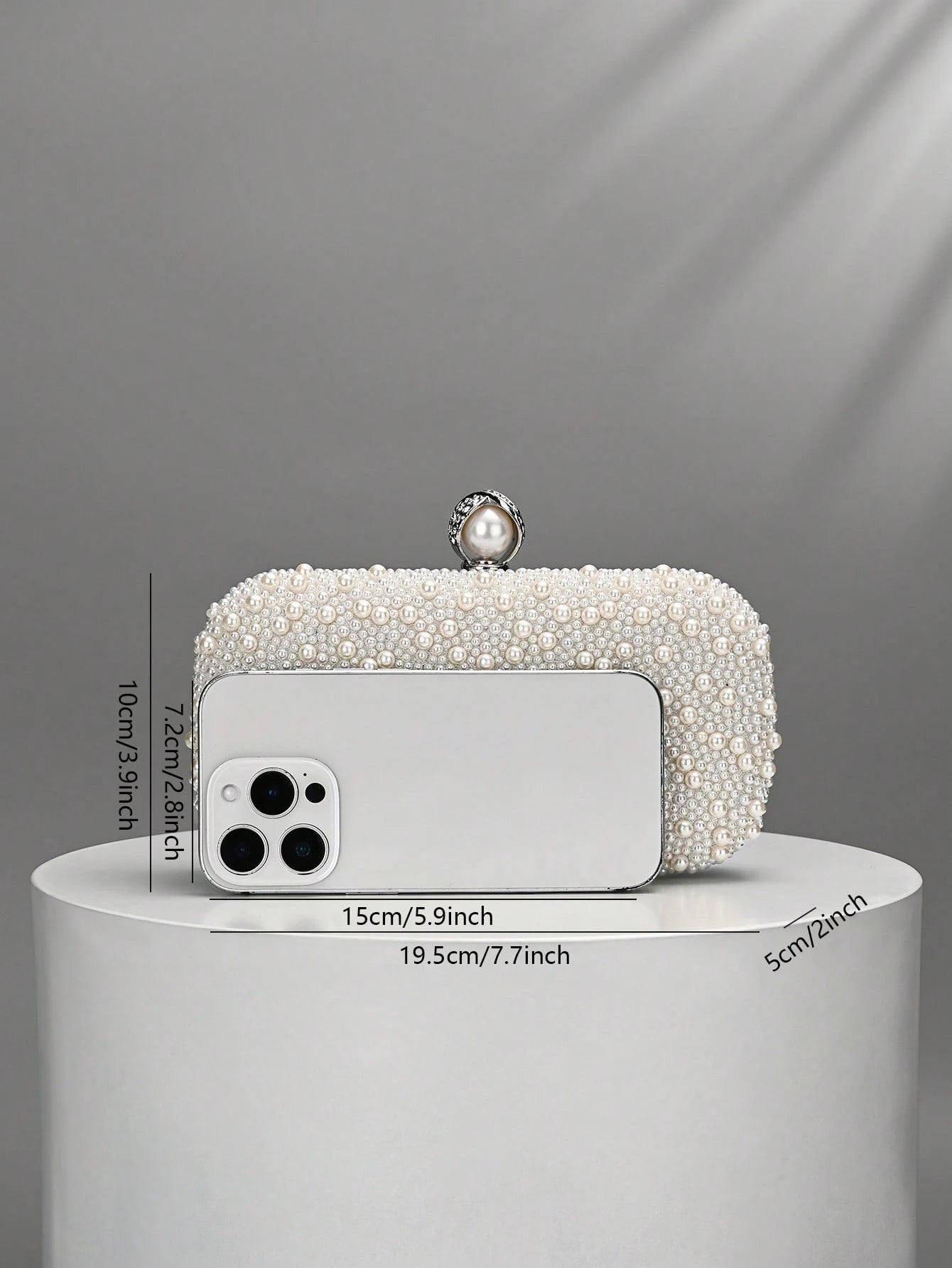 Luxury Pink Pearl Box Clutch Bag, Detachable Chain Shoulder Bag For Party