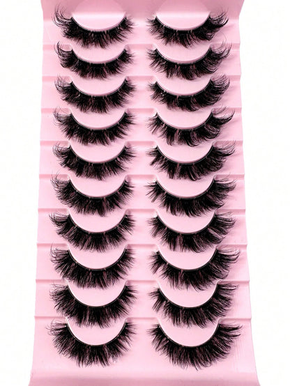 LYBCG Transparent Stem 8D Clusters False Eyelashes Natural Cat Eye Lashes Wispy Eyelashes 16mm False Eyelashes Wispy Lash Strips 3D Volume Fake Eyelash Thin Cotton Band Soft Eye Lash Pack 10 Pairs Re
