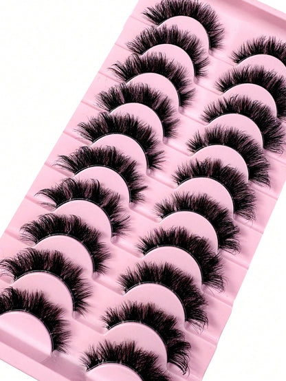 LYBCG Transparent Stem 8D Clusters False Eyelashes Natural Cat Eye Lashes Wispy Eyelashes 16mm False Eyelashes Wispy Lash Strips 3D Volume Fake Eyelash Thin Cotton Band Soft Eye Lash Pack 10 Pairs Re