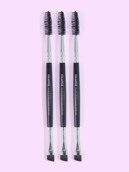 MAANGE 3pcs Professional Dual-Ended Eyebrow Brush Set, Makeup Tools, Soft Fibers, Convenient Carry, Travel Essential, Eyebrow Brush, Eyeshadow Brush