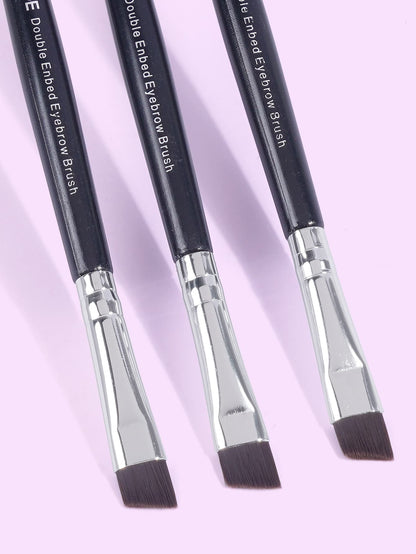 MAANGE 3pcs Professional Dual-Ended Eyebrow Brush Set, Makeup Tools, Soft Fibers, Convenient Carry, Travel Essential, Eyebrow Brush, Eyeshadow Brush