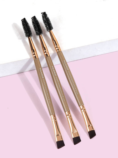 MAANGE 3pcs Professional Dual-Ended Eyebrow Brush Set, Makeup Tools, Soft Fibers, Convenient Carry, Travel Essential, Eyebrow Brush, Eyeshadow Brush