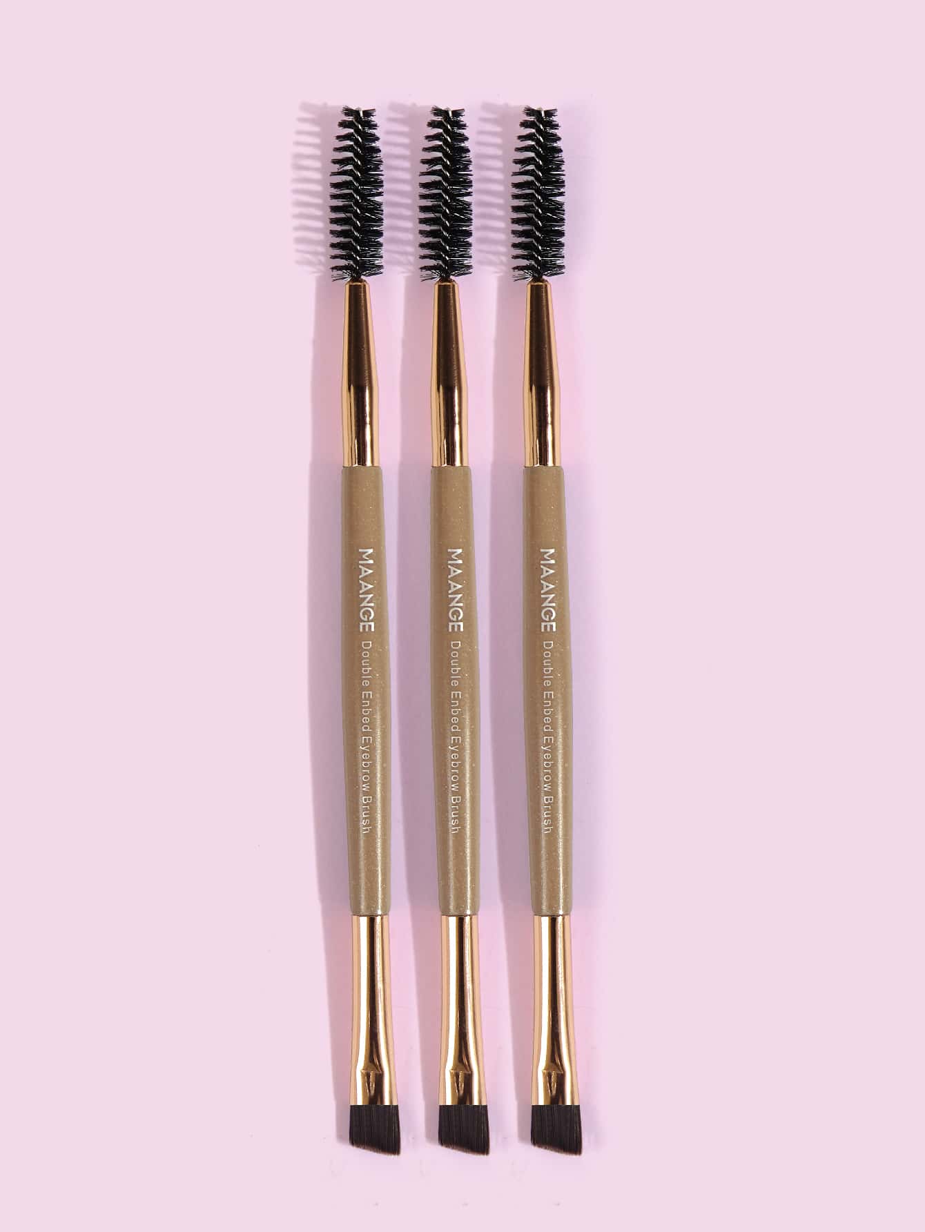 MAANGE 3pcs Professional Dual-Ended Eyebrow Brush Set, Makeup Tools, Soft Fibers, Convenient Carry, Travel Essential, Eyebrow Brush, Eyeshadow Brush