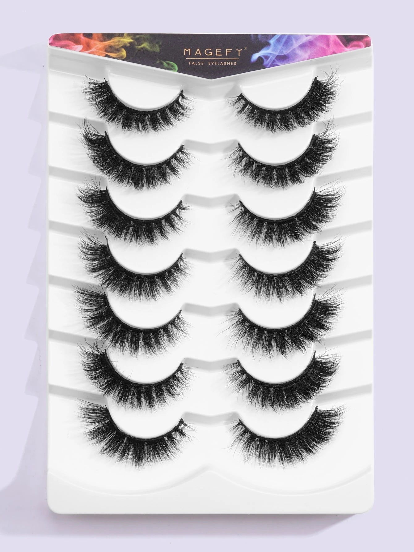 MAGEFY 7 Pairs Of Natural Full False Eyelashes&1pc Eyelash Tweezers&2pcs Disposable Eyelash Brush, Thick Curling Fluffy Eyelashes For Party Use Manga Eyelashes, Travel Essentials Strip Lashes, Lashes