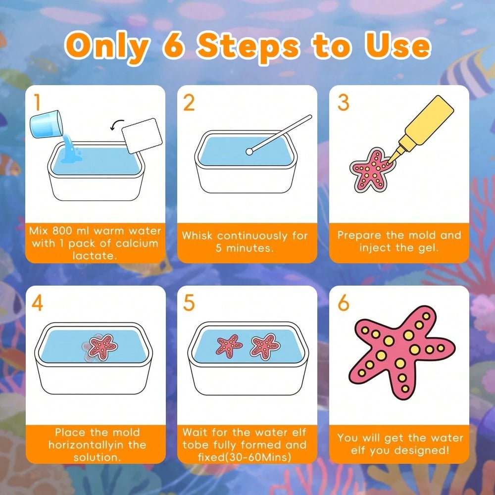 Magic Water Elf Toy Kit, Aqua Fairy Water Gel Kit,Christmas Gifts For Kids Ages With 12 Gels And 6 Molds, DIY Squishy Maker Set, Kids Christmas Gifts, DIY Crafts For Boys And Girls Ages 3+