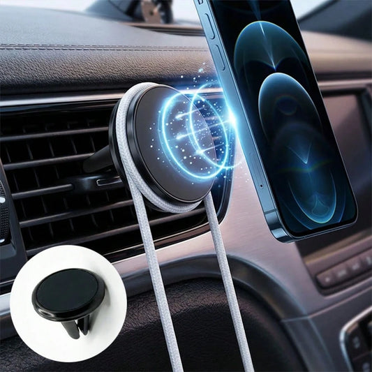 Magnetic Car Phone Holder, Air Vent Mount, Compact Design, Strong Grip, 360° Adjustable, Easy Installation, Universal