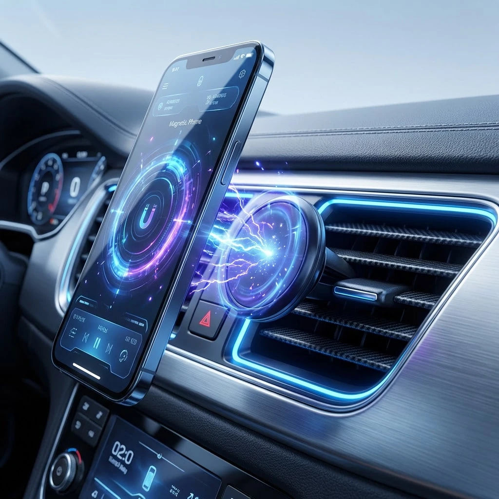 Magnetic Car Phone Holder, Air Vent Mount, Compact Design, Strong Grip, 360° Adjustable, Easy Installation, Universal