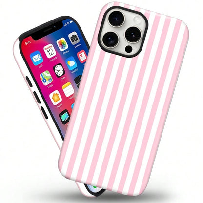 Magnetic For IPhone 17 ProMax/17 Pro/17E/17Air/16/15/14/13/12 Case Cute Stripes Phone Case, Shockproof Slim TPU And Hard PC Protective Phone Cover Compatible With MagSafe Designed For Women Girls