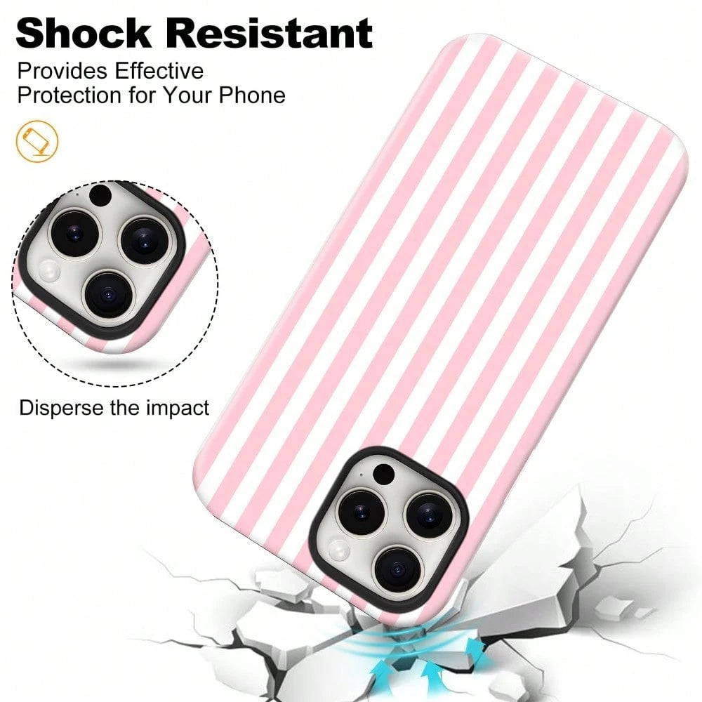 Magnetic For IPhone 17 ProMax/17 Pro/17E/17Air/16/15/14/13/12 Case Cute Stripes Phone Case, Shockproof Slim TPU And Hard PC Protective Phone Cover Compatible With MagSafe Designed For Women Girls