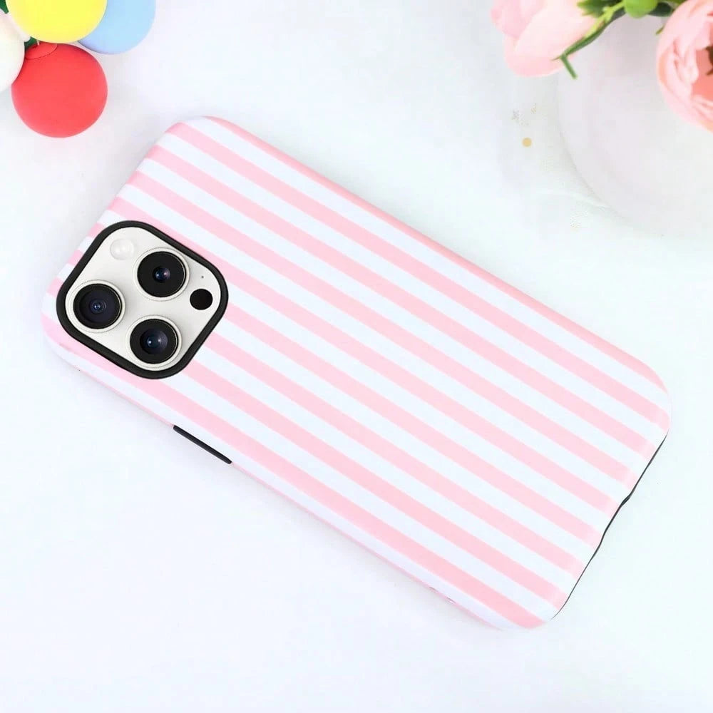 Magnetic For IPhone 17 ProMax/17 Pro/17E/17Air/16/15/14/13/12 Case Cute Stripes Phone Case, Shockproof Slim TPU And Hard PC Protective Phone Cover Compatible With MagSafe Designed For Women Girls