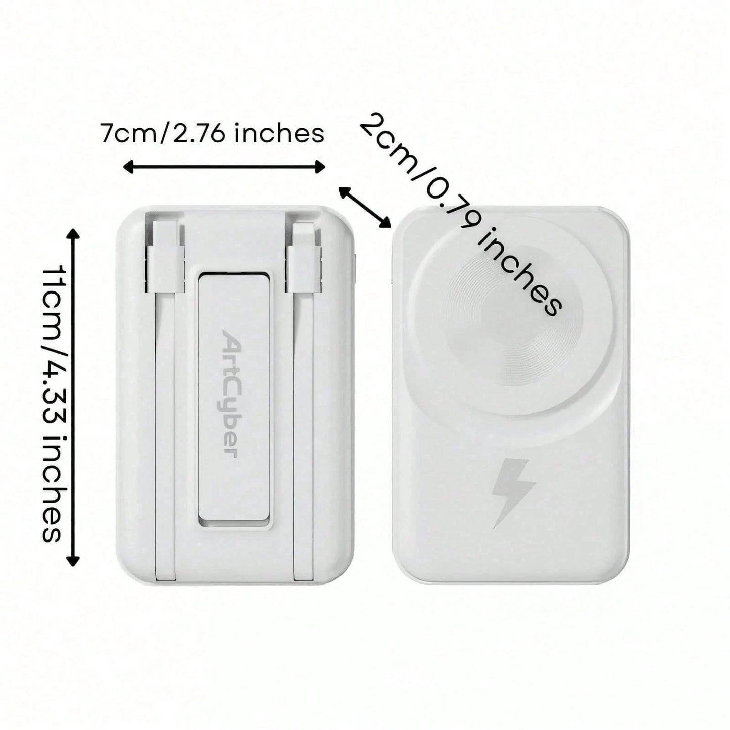 Magnetic Power Bank 10000mAh Portable Charger With Built In Cables And Foldable Stand 15W Magnetic Wireless Charging 22.5W Wired Fast Charging LED Digital Power Display Compatible With 15 14 13 Pro