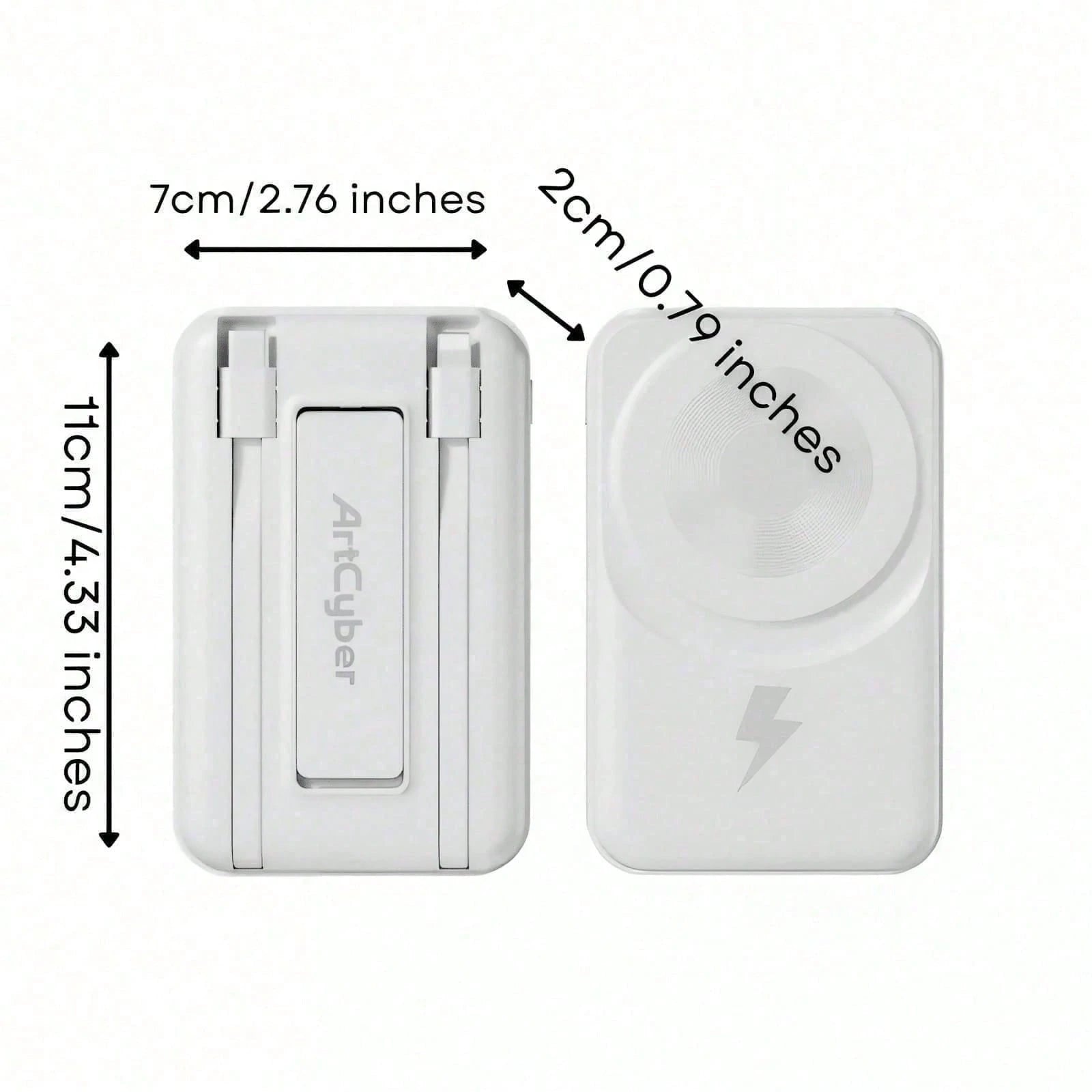 Magnetic Power Bank 10000mAh Portable Charger With Built In Cables And Foldable Stand 15W Magnetic Wireless Charging 22.5W Wired Fast Charging LED Digital Power Display Compatible With 15 14 13 Pro