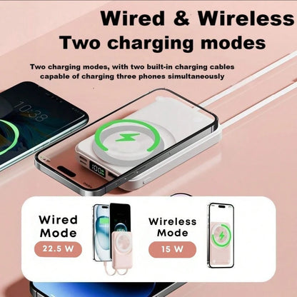 Magnetic Power Bank 5000/10000mAh, Wireless Portable Charger, 20W Fast Charging Magnetic Battery Pack With USB-C, Compatible With Magsafe IOS 15/15 Plus/15 Pro/15 Pro Max, IOS 14/13/12 Series Suitable
