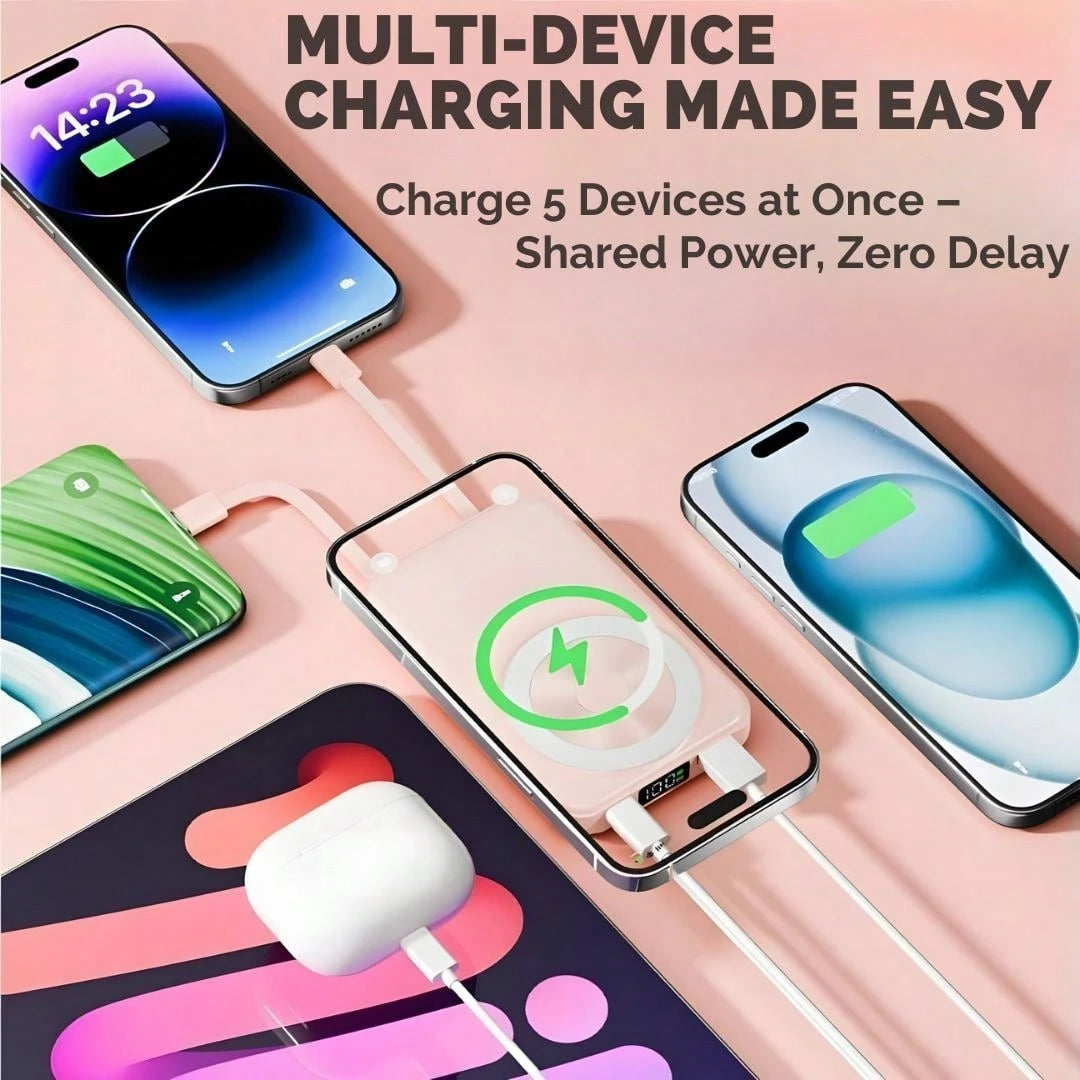 Magnetic Power Bank 5000/10000mAh, Wireless Portable Charger, 20W Fast Charging Magnetic Battery Pack With USB-C, Compatible With Magsafe IOS 15/15 Plus/15 Pro/15 Pro Max, IOS 14/13/12 Series Suitable