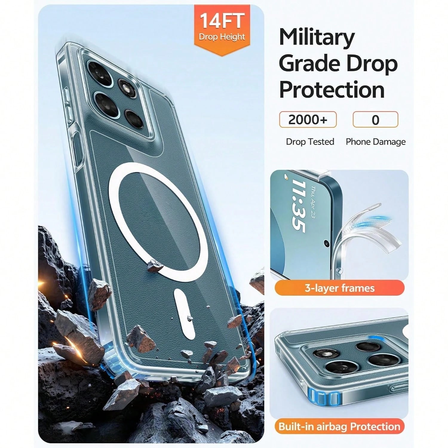 Magnetic Shockproof Transparent Acrylic Wireless Charging Phone Case For G(2025) 5G G(2026) 5G G34 G86 G45 Edge 50 60 Stylus Edge 50 Pro Stylus 5G