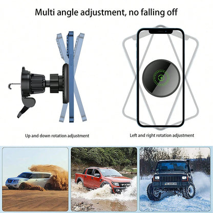 Magnetic Wireless Car Charger, 2 In 1 Fast Charging Magnetic Car Charger Mount Phone Holder Compatible With IPhone 17 16 15 14 13 12 Pro Max/Plus/Mini Car Accessories