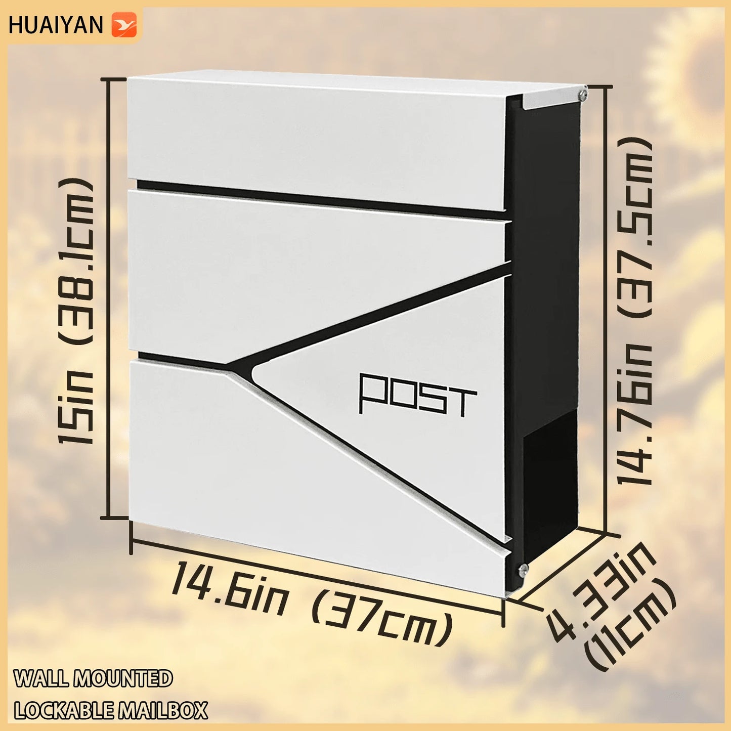Mailbox, Wall-Mounted Metal Mailbox, Weather-Resistant Rust-Proof Outdoor Lockable Mailbox, Includes All Installation Hardware, Mailbox, Mailbox