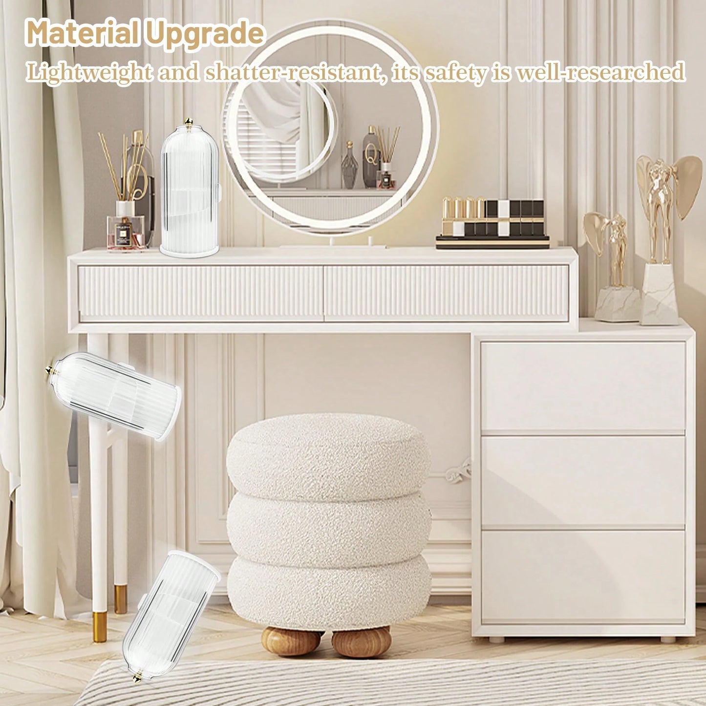 Makeup Brush Holder Organizer With Lid,360 Rotating Dustproof ABS Storage Caddy,3 Slots Sliding Lid Toothbrush Holder With Non-Slip Base,Multi-Use Space-Saving Organizer For Makeup Brushes Toothpaste,