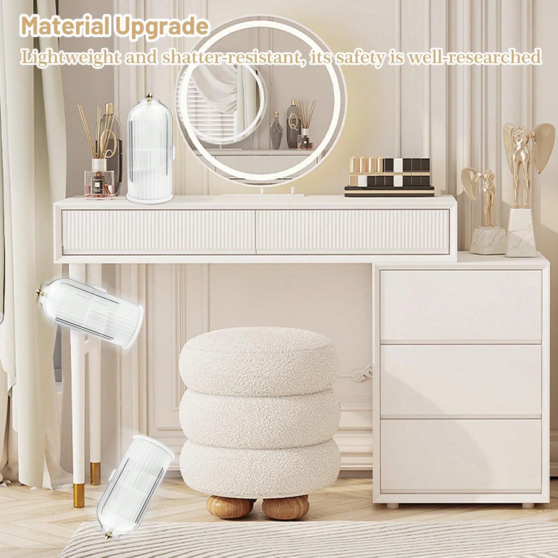 Makeup Brush Holder Organizer With Lid,360 Rotating Dustproof ABS Storage Caddy,3 Slots Sliding Lid Toothbrush Holder With Non-Slip Base,Multi-Use Space-Saving Organizer For Makeup Brushes Toothpaste,