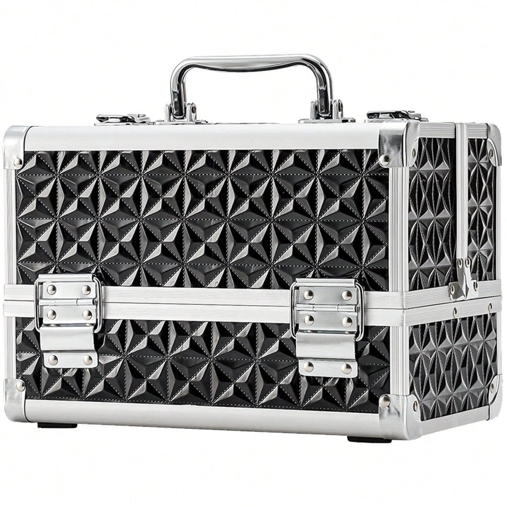Makeup Train Case, Cosmetic Box, Portable Makeup Case Organizer 2 Trays Makeup Storage For Cosmetologist Aesthetic Supplies Nail Tech Traveling Makeup Box