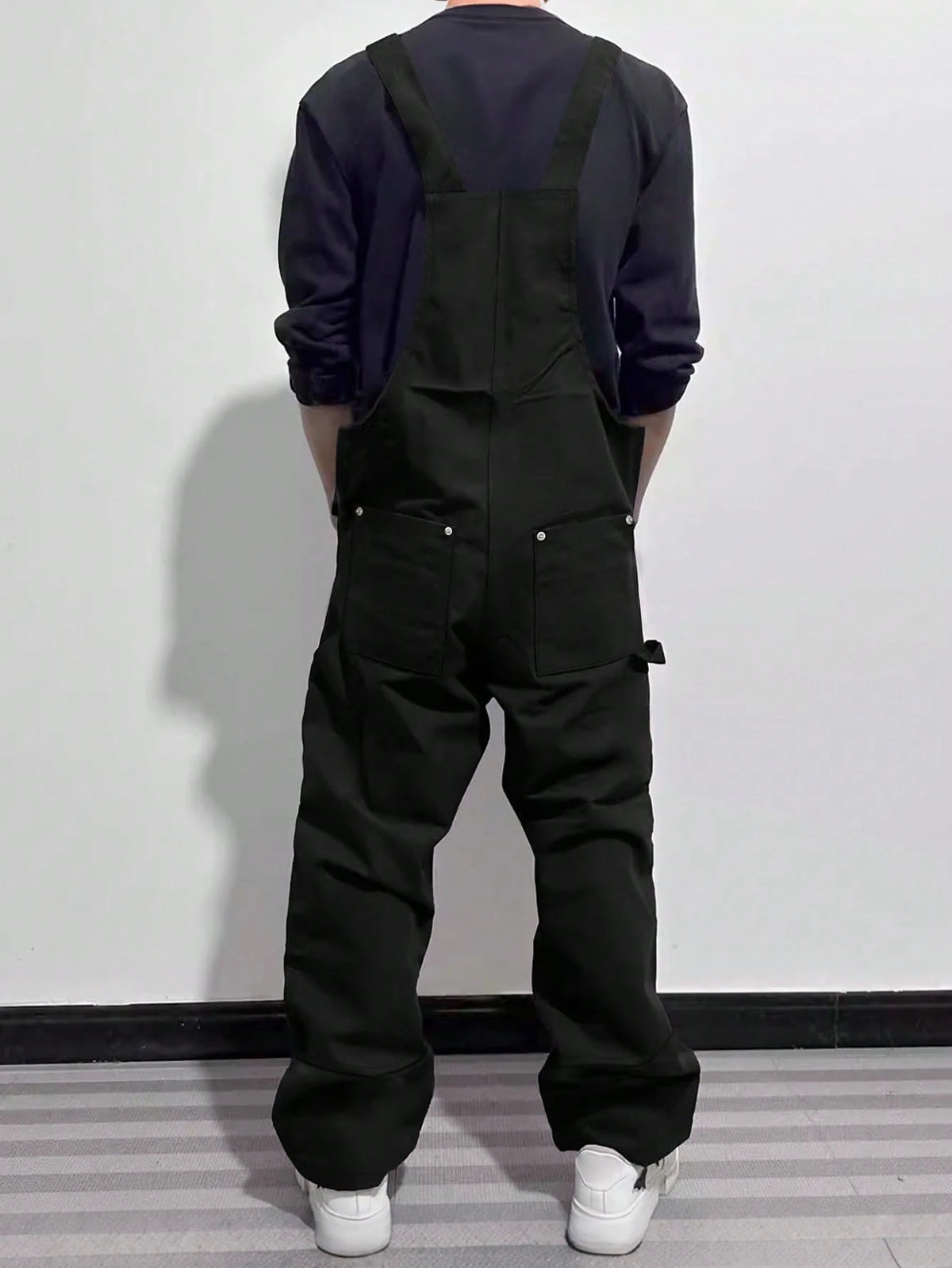 Manfinity EMRG Men's Casual Fashion Versatile Bib Overalls, With Patch Design, Oversized, Summer, Fall Brown Overalls Baggy Overalls Men's Overalls Loose Overalls